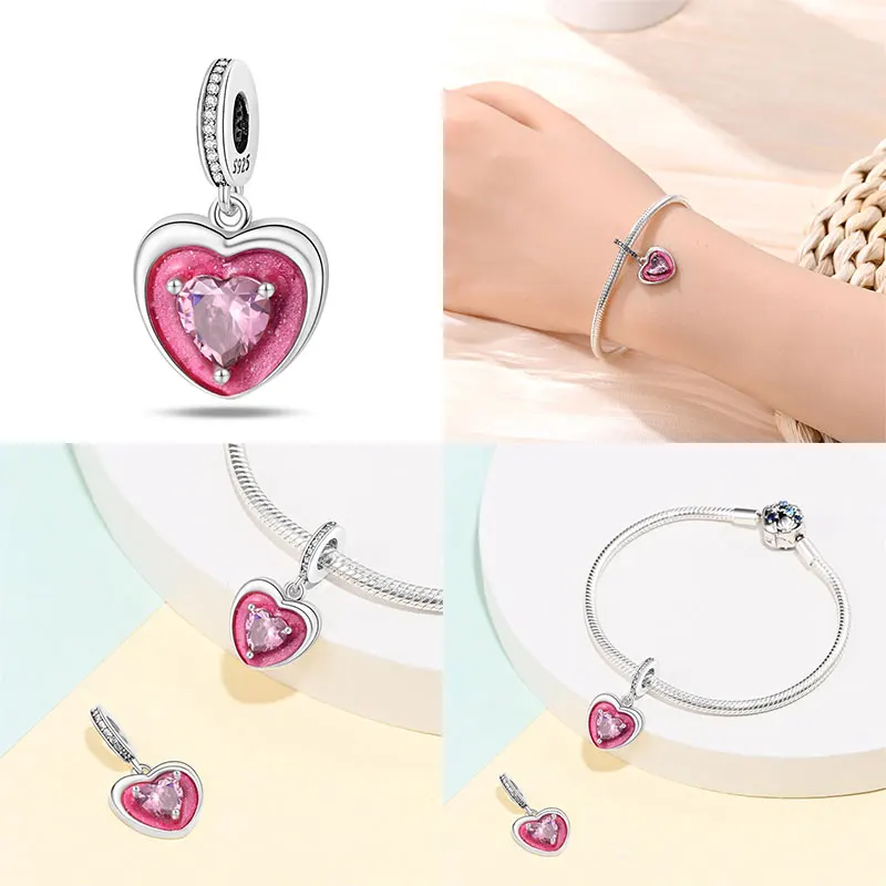 100 % 925 Silber Heißer Verkauf Rosa Serie Sterne & High Heels Charms Fit 925 Original Armbänder DIY Schmuck Machen Für Frauen geschenk – Detail 11