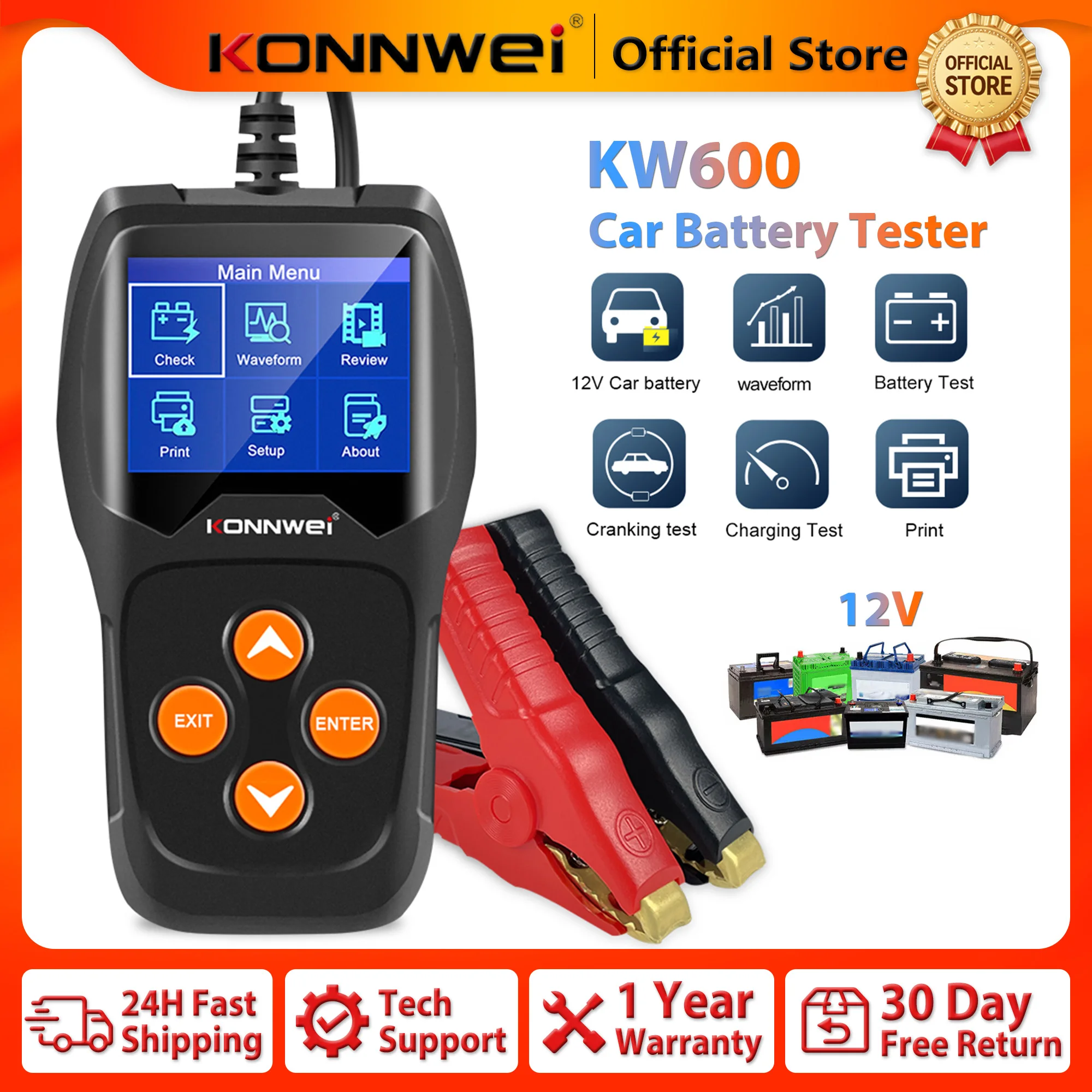 Battery Load Tester - KONNWEI KW600 Tester Professionale per Batterie