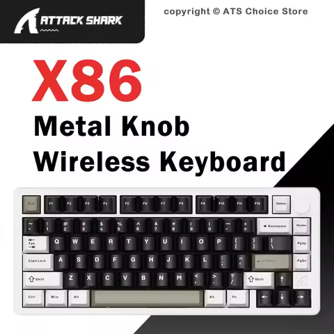 ATTACK SHARK X86 75% Aluminum Wireless Mechanical Gaming Keyboard, Tri-Mode Bluetooth/2.4G/USB-C, Gasket, Hot-Swap RGB Knob PC