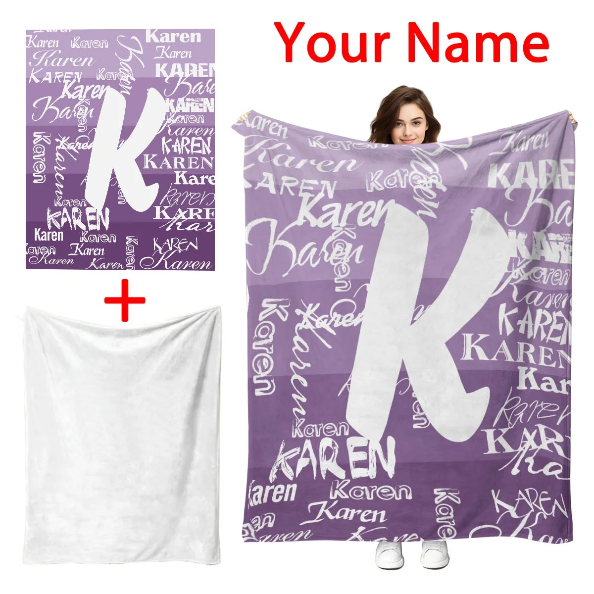 Personalisierte Namensdecke, individuelle Flanell-Plüsch-Winterdecke, dick, weich, warm, gemütlich, Fleece-Überwurfdecke für Sofa, Bett, Büro und Zuhause