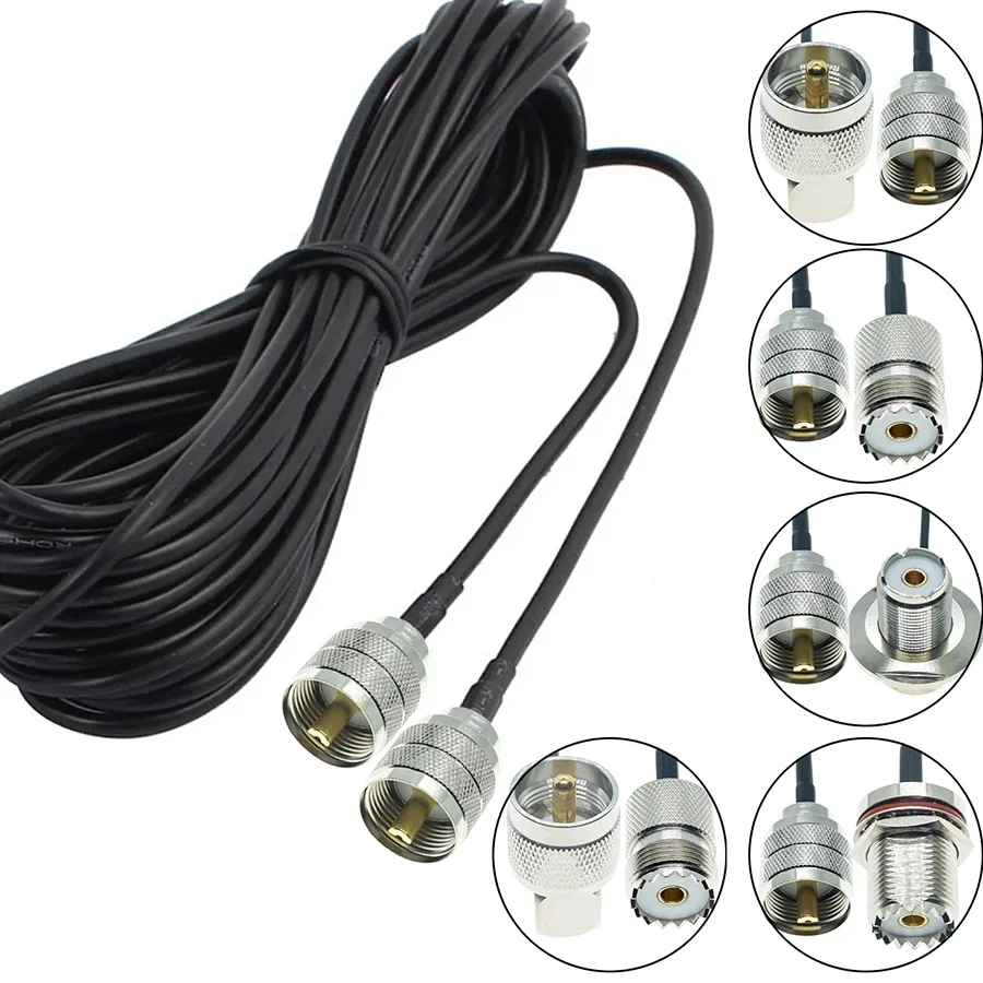 RG174 Kabel UHF męski do UHF PL259 SO239 męski żeński wtyk Jack Kątowe złącze koncentryczne Złącze koncentryczne anteny RF Przedłużacz kabla koncentrycznego