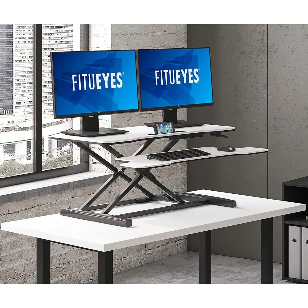 ارتفاع قابل للتعديل مكتب قائم 36 بوصة واسعة الجلوس لوقوف محول الوقوف مكتب محطة عمل الطاولة لأجهزة الكمبيوتر المحمولة شاشة مزدوجة Ris