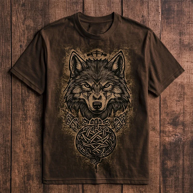 Nueva ropa de calle, camiseta a la moda para hombre, camiseta con estampado de Rey Lobo para hombre, camiseta deportiva informal de manga corta, ropa para hombre