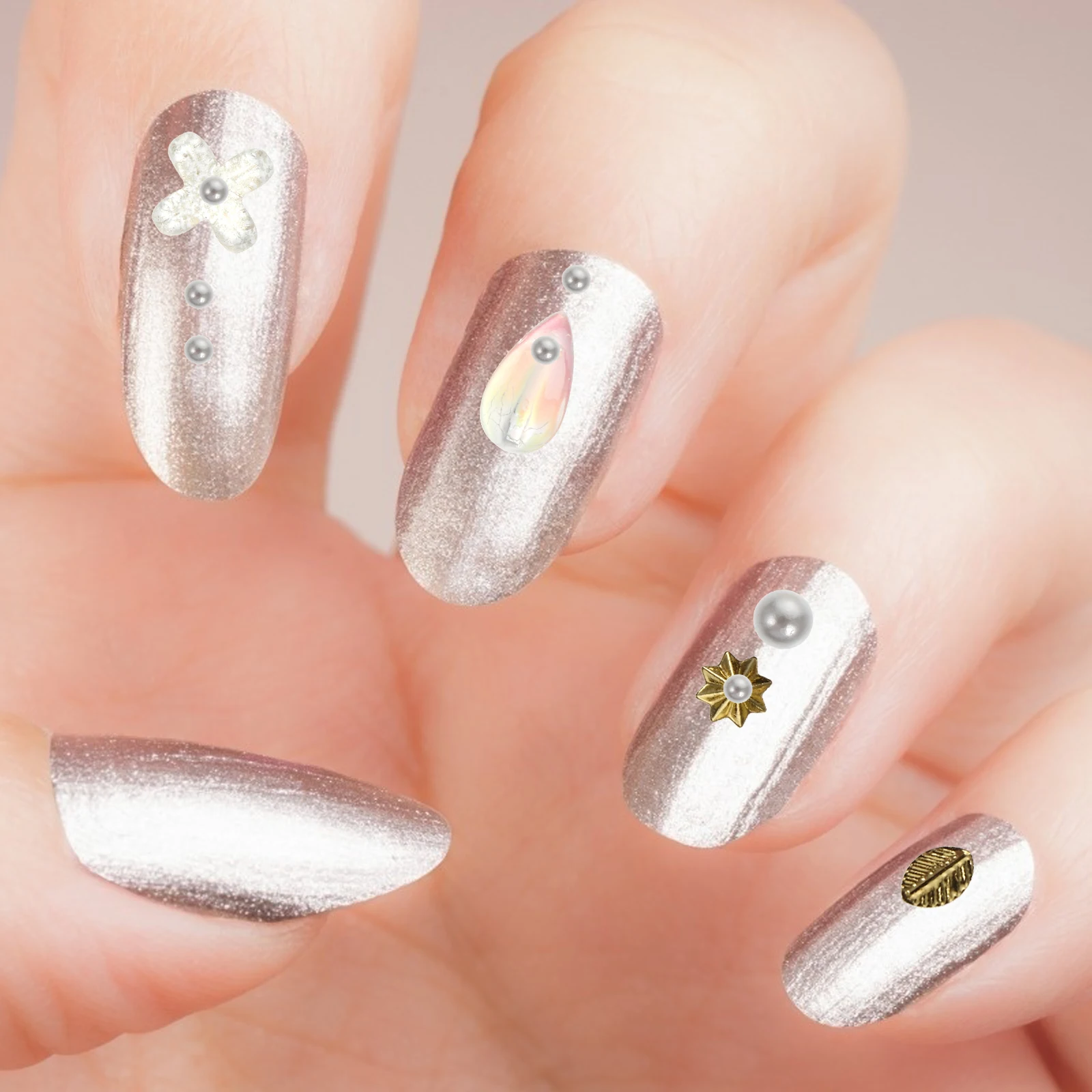 Accesorios para decoración de uñas, pegatinas de aleación de diamantes de imitación de Metal DIY, decoraciones para uñas naturales artificiales, arte de uñas para mujeres y mujeres