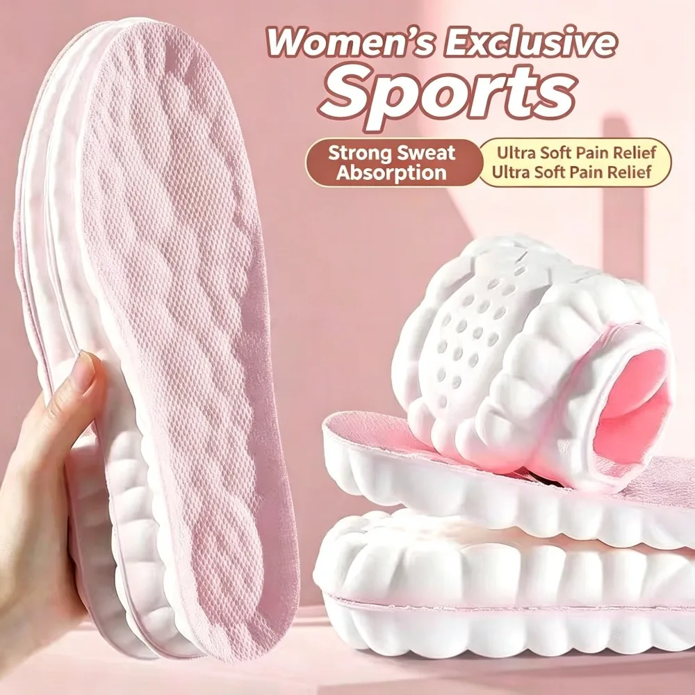 4D Cloud Feeling Shoe Insoles Soft Massage Cushion Inserts Shock Absorbing Breathable Sweat‑proof Foot Pads for Men Women Shoes