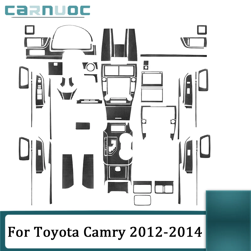 Autocollants noirs en fibre de carbone pour Toyota Camry, accessoires décoratifs intérieurs de voiture, garniture de couverture, 2012, 2013, 2014