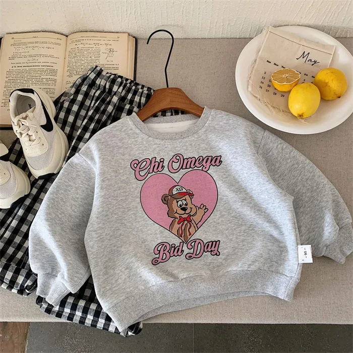 2025 Autumn New Children Sweatshirt Boys Girls Cartoon Print Pullover Cotton Kids Long Sleeve Casual Sweatshirt Baby Loose Tops