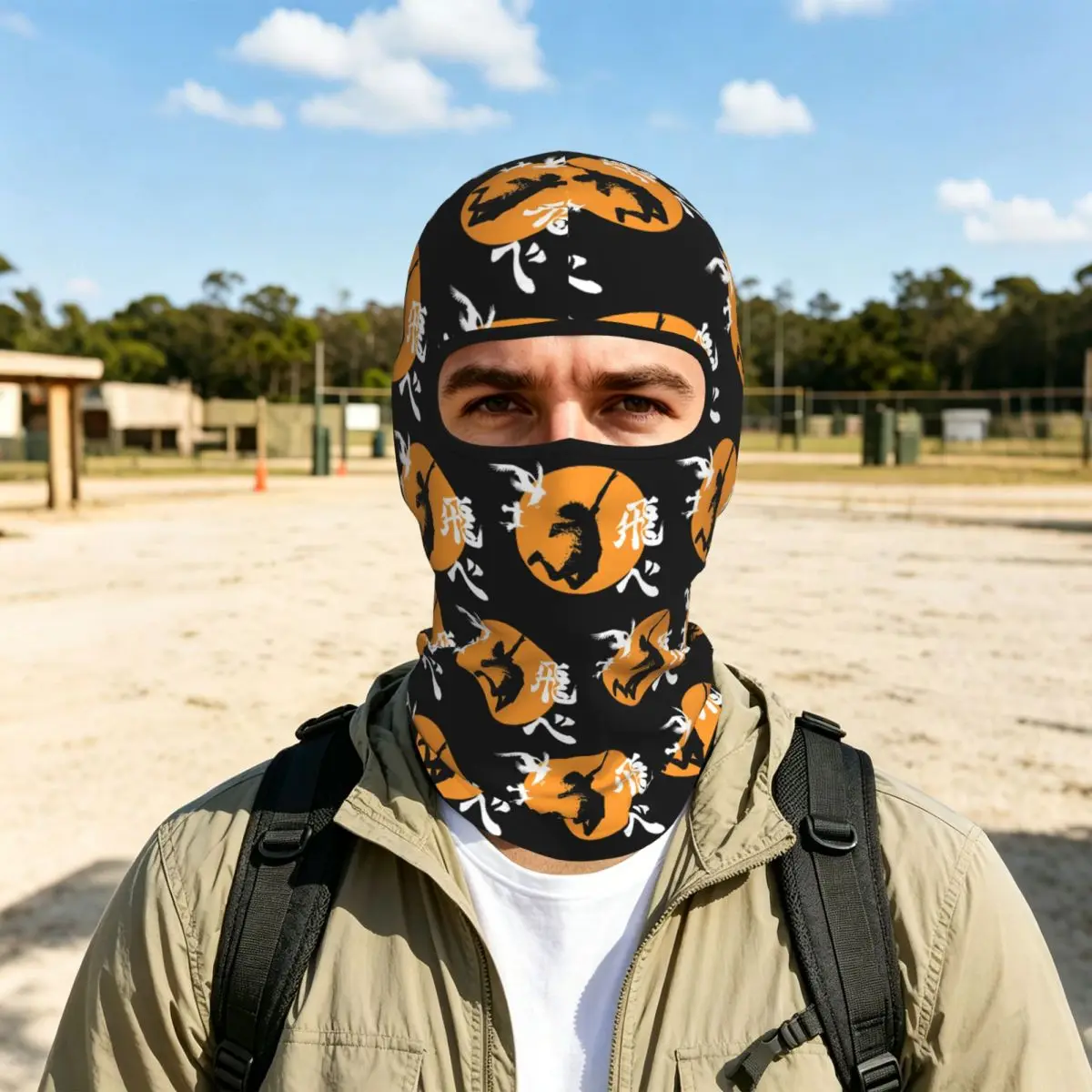 Haikyuu Karasuno Fly High Manga Anime Breathable Thin Balaclava Full Face Mask Sun Protection Neck Gaiter For Motorcycle Cycling