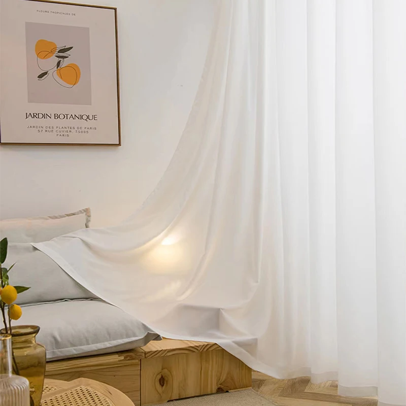 White Tulle High Quality Thick Yarn Luxury Chiffon Window Curtains For Bedroom Villa Opaque Drapes Living Room Decoration