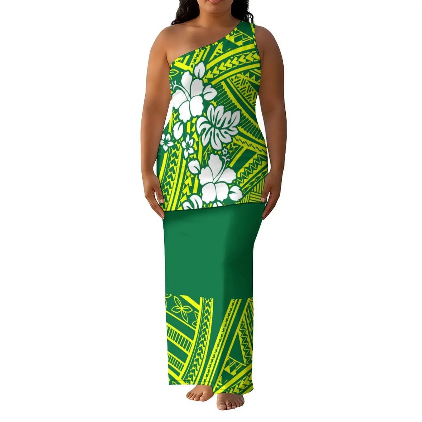 

Slightly Shoulder-Sleeved Design Polynesian-Style Custom Floral-Print Puletasi Style Fashionable Blazer Set Skirt For Ladies
