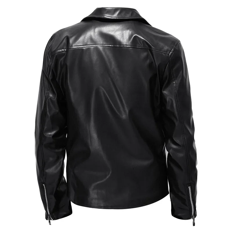 Nueva chaqueta de cuero para hombre de otoño e invierno, chaqueta de cuero para motocicleta con solapa bonita a la moda, Tops Punk Rock