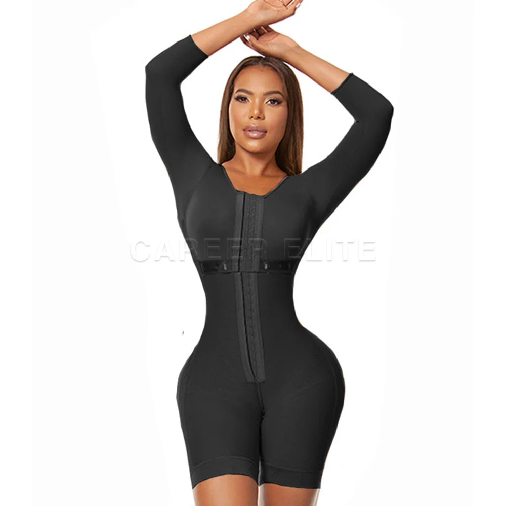 

Fajas Colombianas Full Body Shaper Bodysuits with Long Sleeve Firm Compression Garment Liposuction Slimming Shapewear for Women