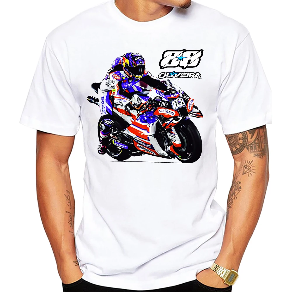 New Summer Men Short Sleeve Legend Miguel Oliveira 88 GP Race T-Shirt Sport Boy Casual Tees Mans Motorcycle Riding White Tops