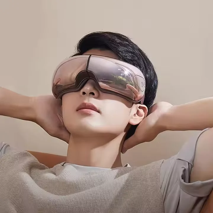 Massaggiatore per occhi intelligente con pressione dell'aria, vibrazione del calore e musica per alleviare la tensione degli occhi e rilassamento del viso Maschera per gli occhi digitale