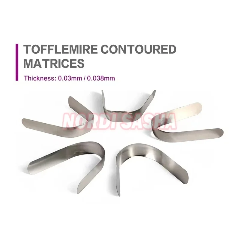 30 قطعة مصفوفة الأسنان توفلمير احيط المصفوفات مزدوجة احيط الفولاذ المقاوم للصدأ مصفوفة العصابات عرض 6.3 مللي متر/5 مللي متر مادة طبيب الأسنان #4