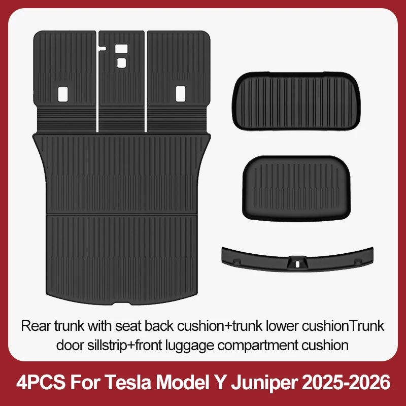BYTON Voor Tesla Model Y Juniper 2025-2026 Premium/Performance TPE Vloermatten Bagagebak Automatten Slijtvaste Matten Waterdicht