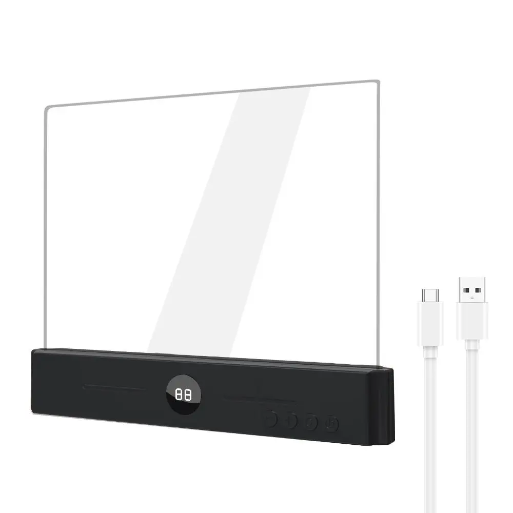 Rechargeable LED Book Light Flat Panel Dimmable Flat Reading Light 3 Color Lights Transparent Clear Night Light Night Reading