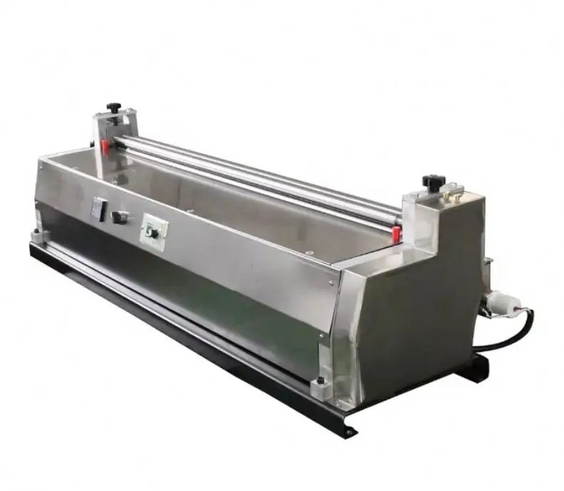 380MM Desktop Stainless Steel Speed Gluing Machine for White Glue Application Leather Corrugated Paper Rolling Shoe Cementing