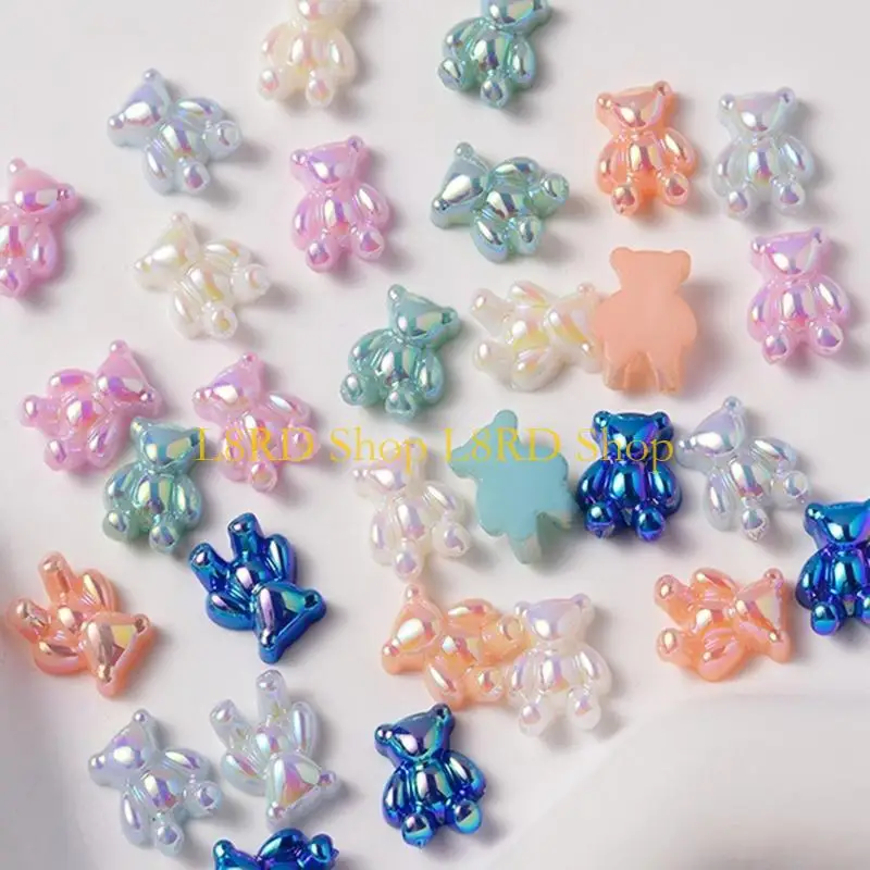 L8rd Gummy Bear Rhinestons Glitter Bear Dear Art Decorations مسمار الأظافر