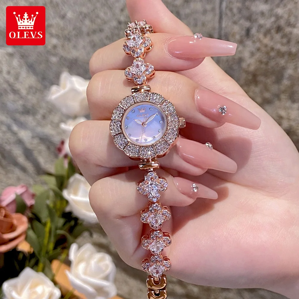 OLEVS 9813 Luxury Elegant Woman Wristwatch Diamond Original Quartz Watch For Women Top Brand Waterproof Business Watches 2024