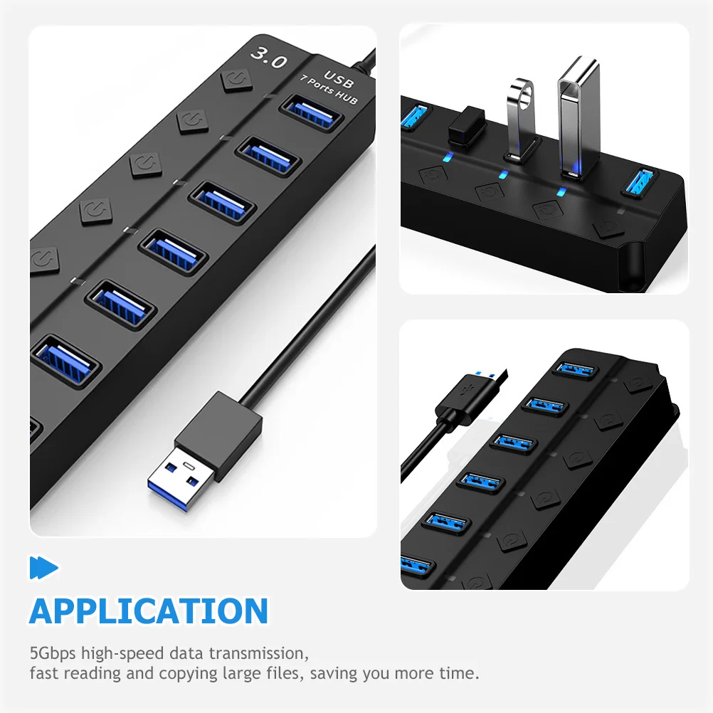 Adaptador USB Expansor de Sete Portas para Laptop Stand Splitter Multiple Abs 7 Hub Laptops