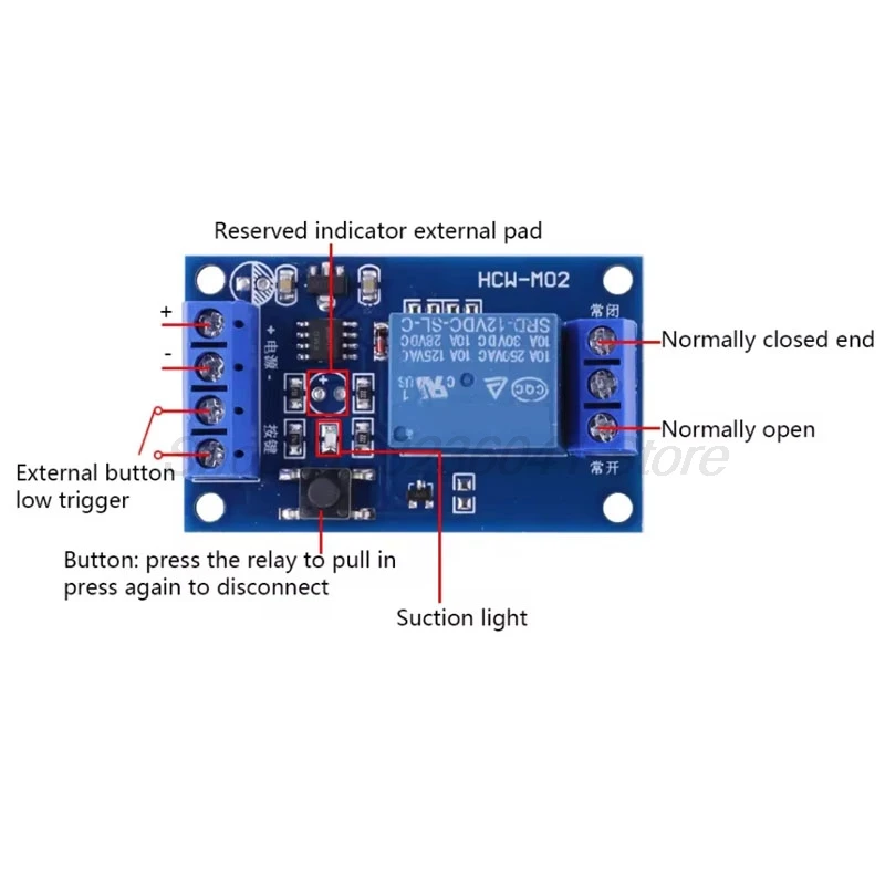 Bistable Relay Module 5V/12V Single Button Relay Module One Key Car Modification Start-Stop Self locking Car Modification Switch