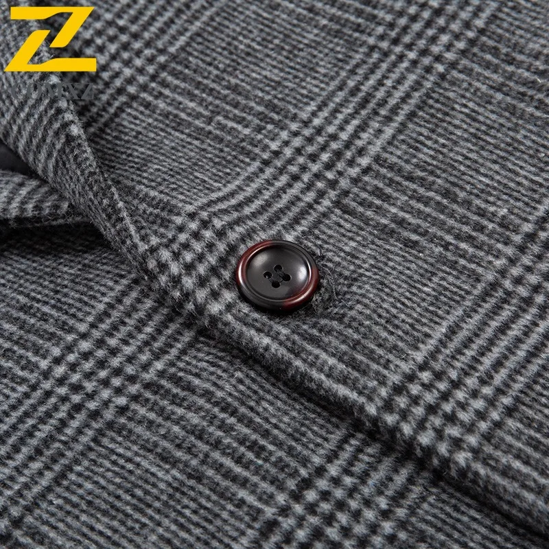 COMXZ Autumn Winter Wool Coat Men Long Middle Aged Mens Business Thick Wool Trench Coat