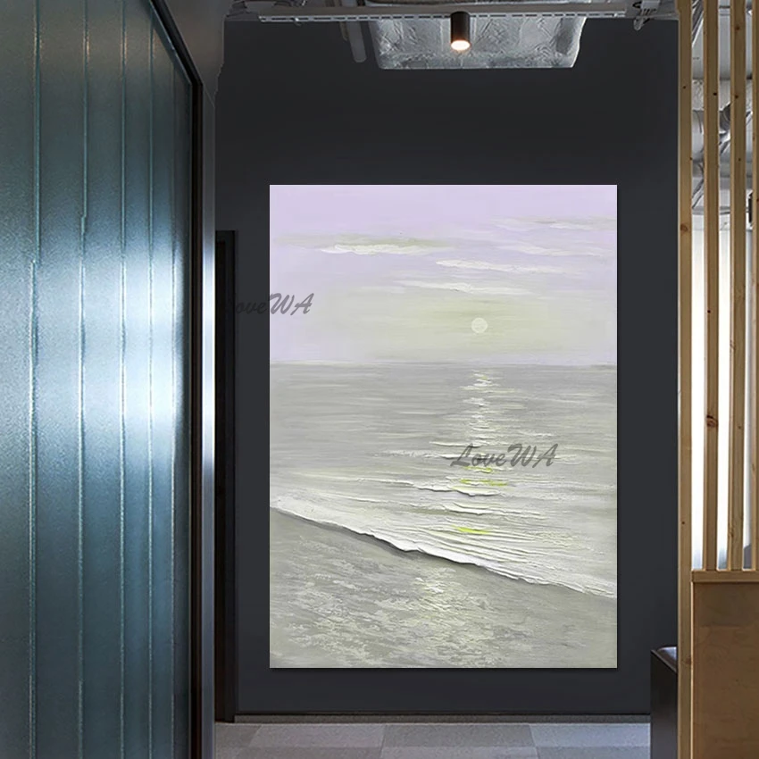 

Abstract Canvas Art Sea Wave Landscape Unframed New Design Office Decorative Items Acrylic Painting Wall Picture For Restaurant
