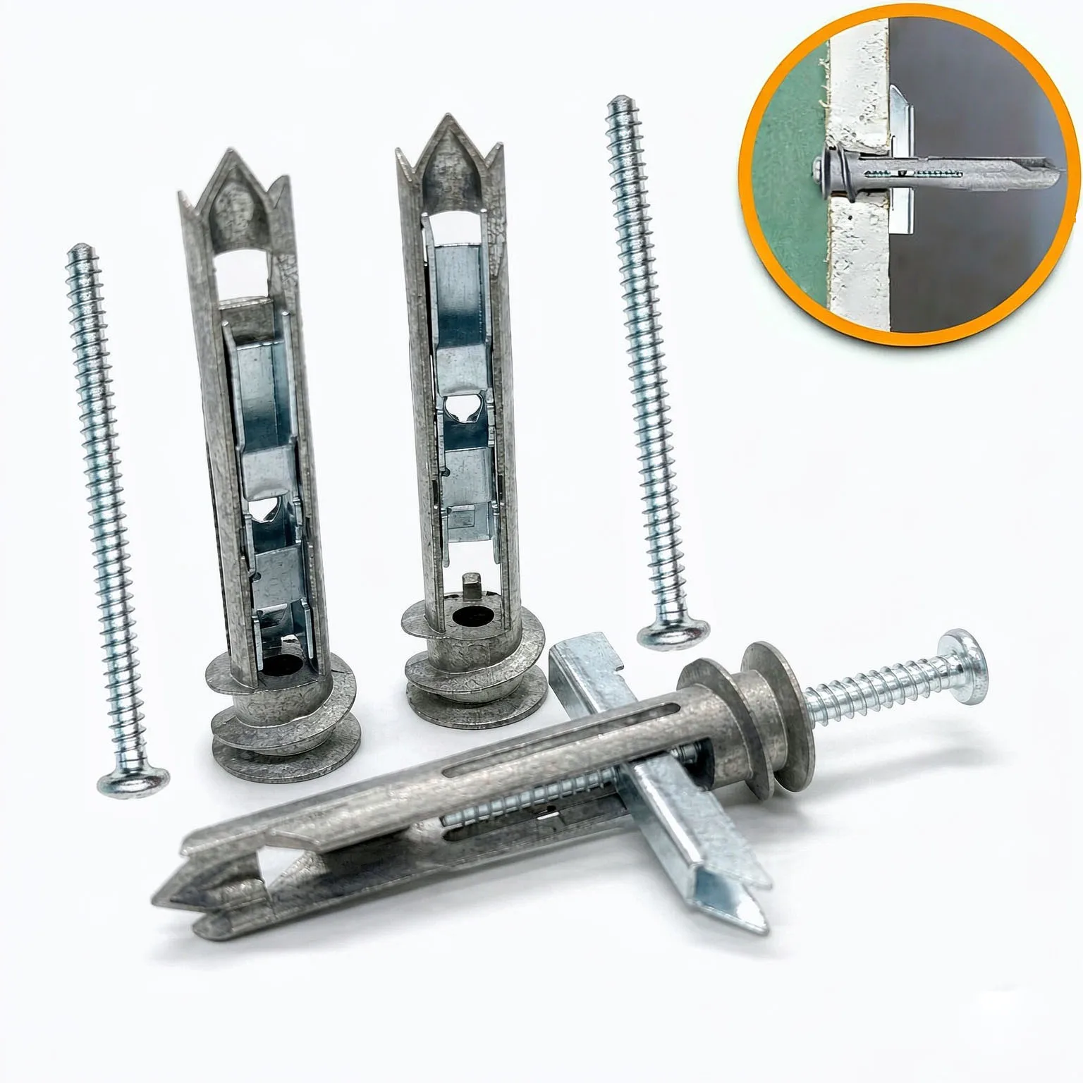 Toggle Anchors with Screws Set Heavy Duty Drywall Metal Anchor and Screw Kit Self-Drilling Zinc Wall Anchor for Hanging Mounting