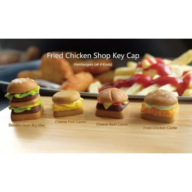 Fried Chicken Restaurant Cuisine Keycaps Original 3D Handmade Creative Customized Keycap for MX Cross Switch Mechanical Keyboard