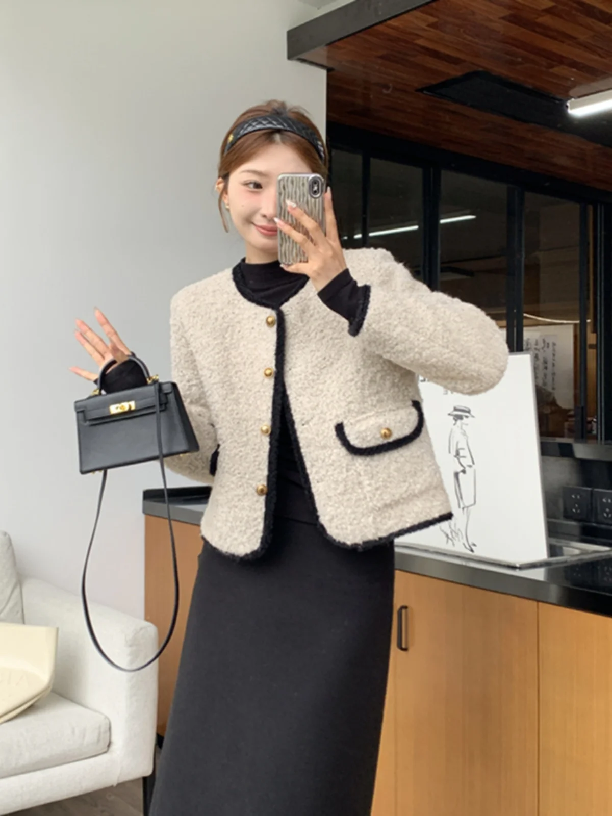 

Women's Small Fraance Sle down Jaet Coat New Korean Version Winter Warm Long Sve Wool 90 White Du down Outerwear