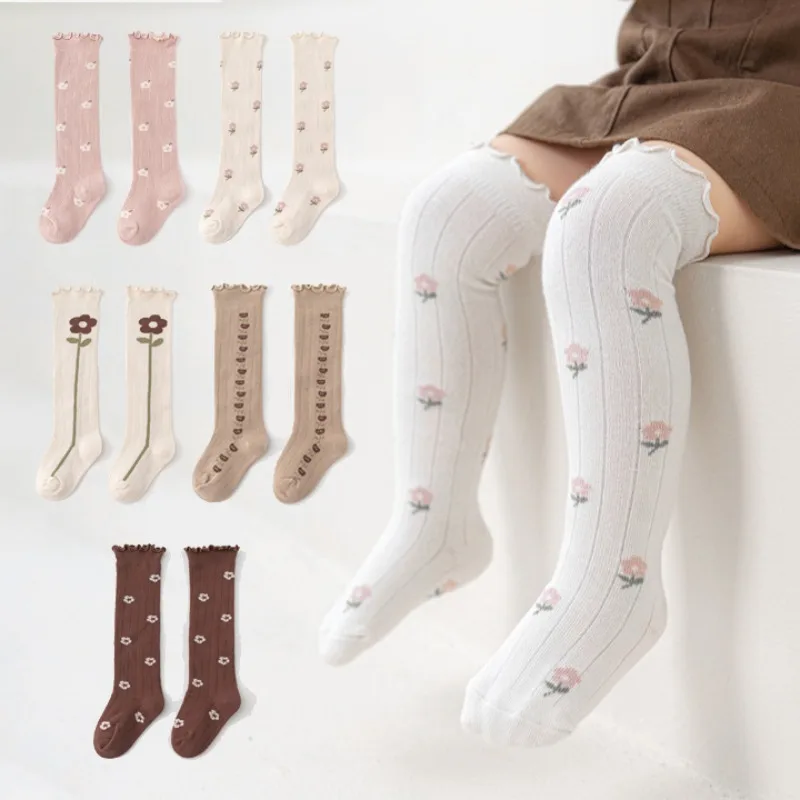 Winter Autumn Baby Flower Striped Knee High Long Stockings Newborn Warm Thermal Soft Leggings Socks Tights for Boys Girls Gift