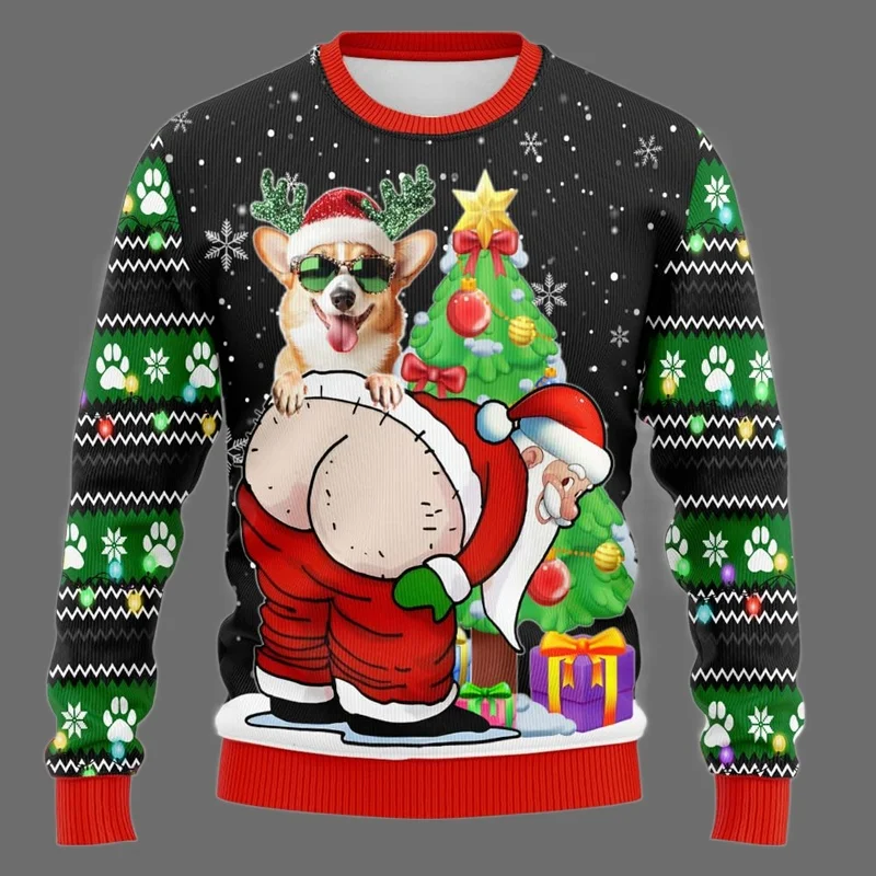 Naughty Santa Pet DogUgly Maglione natalizio Divertente unisex Pullover natalizio Felpa Esilarante barboncino Schnauzer Bulldog Design