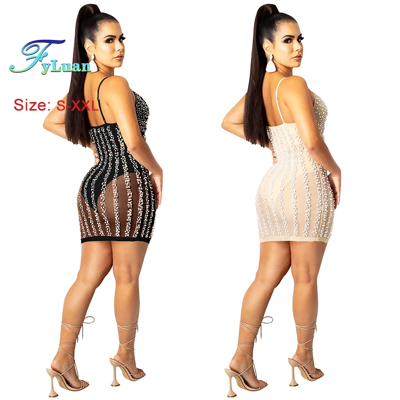 2025, luxuriöse Abendkleider für Damen, tiefer V-Ausschnitt, Hosenträger, einteiliger kurzer Rock, durchsichtiges Netz, schulterfrei, rückenfrei, Dekor, Ballkleider