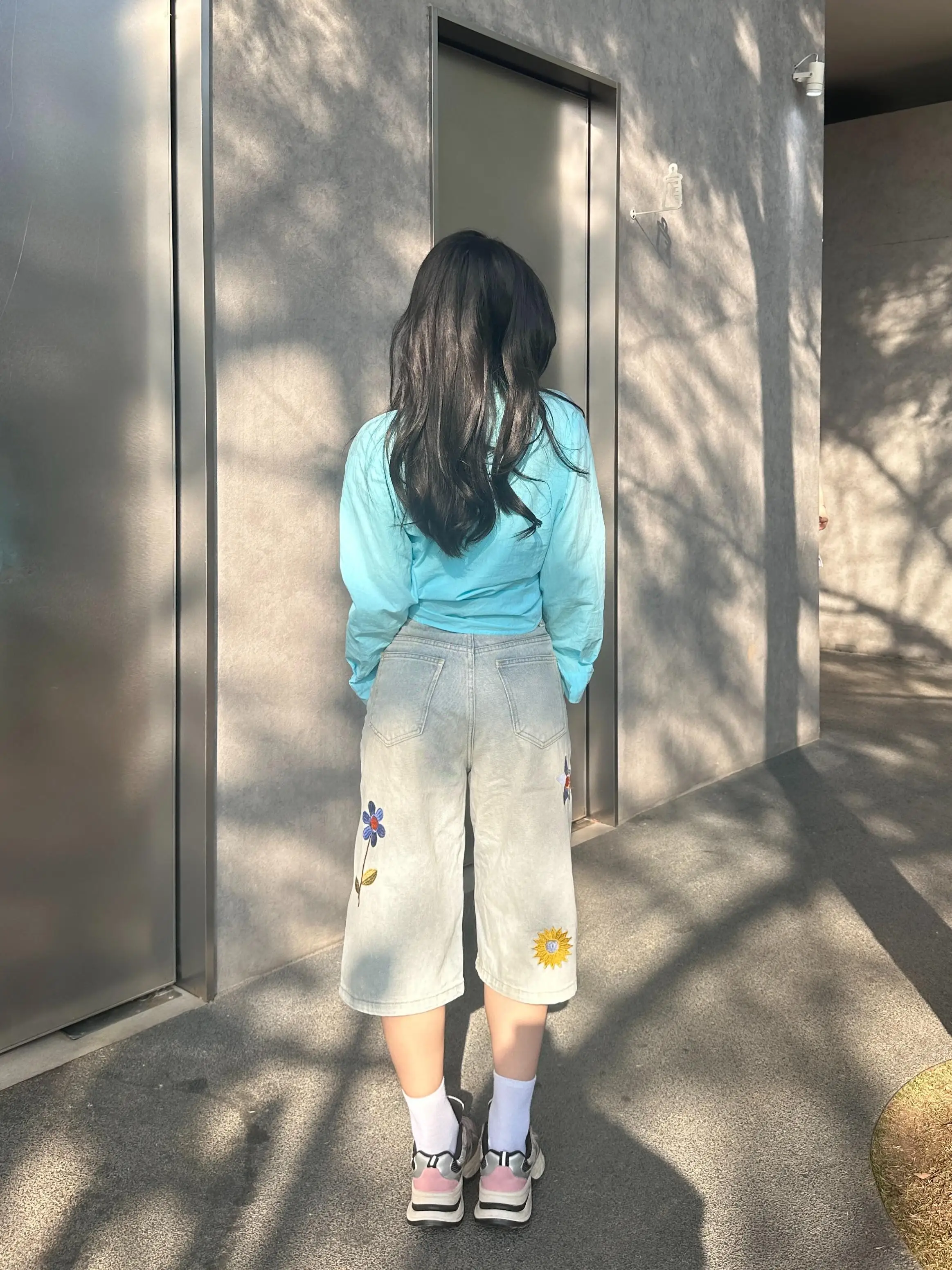 빈티지 꽃 자수 Y2k 청바지 여성 여름 루즈핏 와이드 레그 데님 반바지 하이웨이스트 스트릿웨어 캐주얼 숏 팬츠