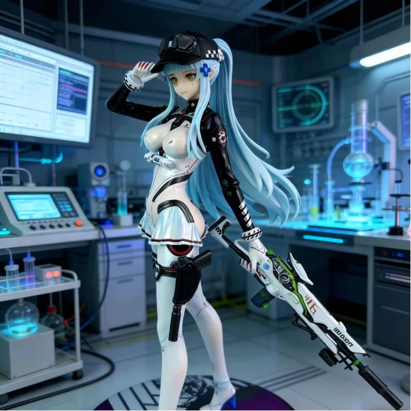 

Girls Frontline HK416 Anime Figure Full Painted Blue Hair Sniper Collectible Statue Desktop Decoration For Adult Collectors