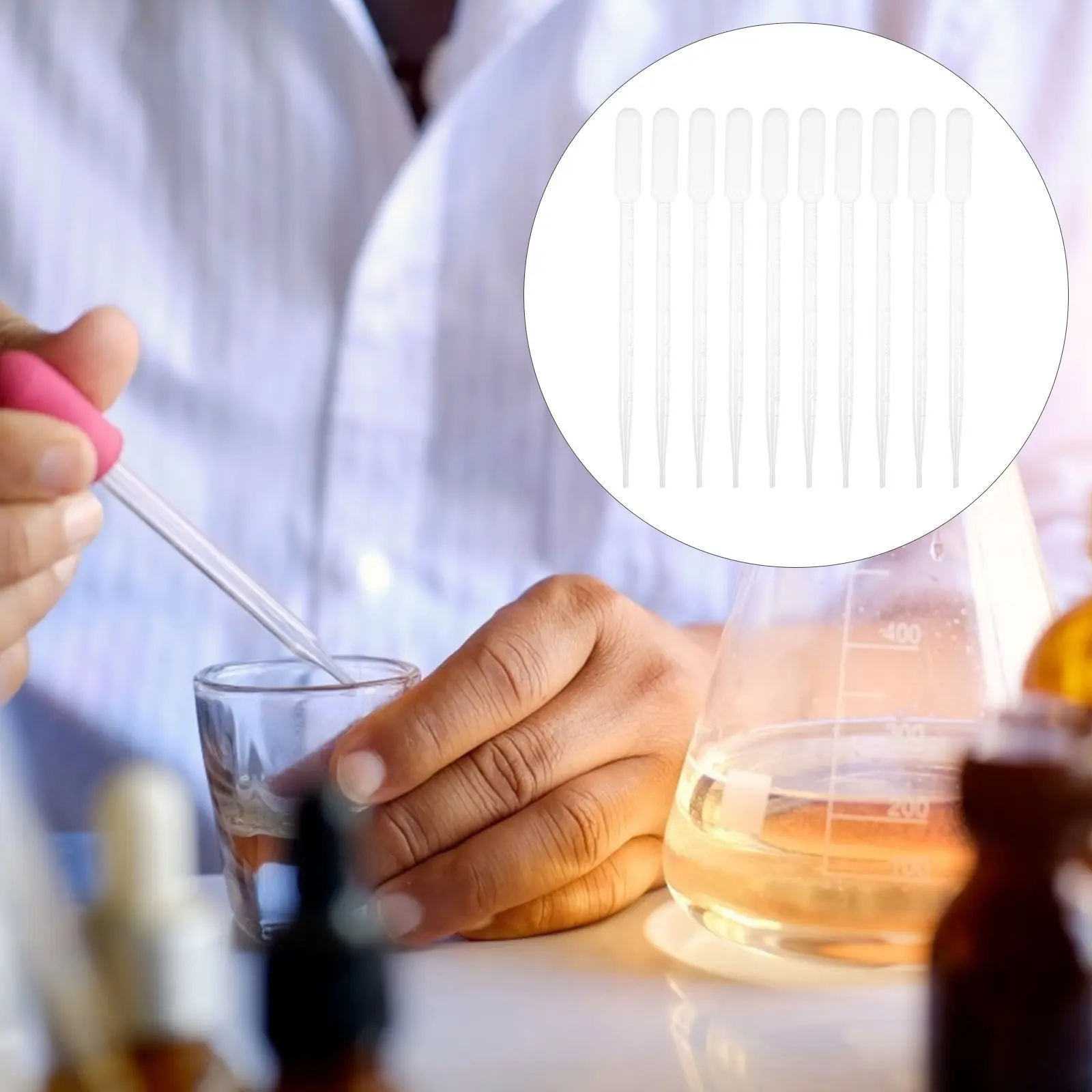 

50 шт. одноразовых пластиковых пипеток-капельниц объемом 5 мл с градуировкой для лабораторных экспериментов, переливания жидкостей, ароматерапии, химии