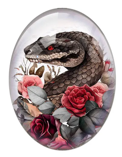 Cabochon Gothique en Verre pour Halloween, Fleur Rouge et Noire, Photo Ovale, Camée de Démo à Dos pio, Bijoux de Bricolage, Théâtre, Loup, Salle, 10 Pièces/Lot