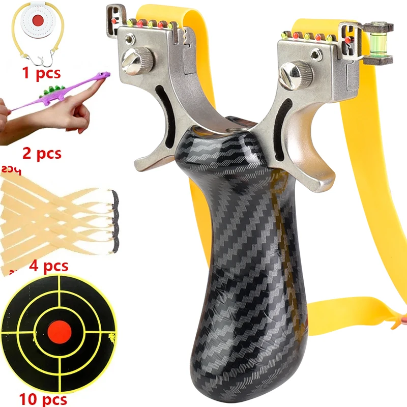 

8020 Fiber Optic Aiming Slingshot 304 Metal Cnc Fast Pressure Catapult Outdoor Hunting and Shooting Practice Package