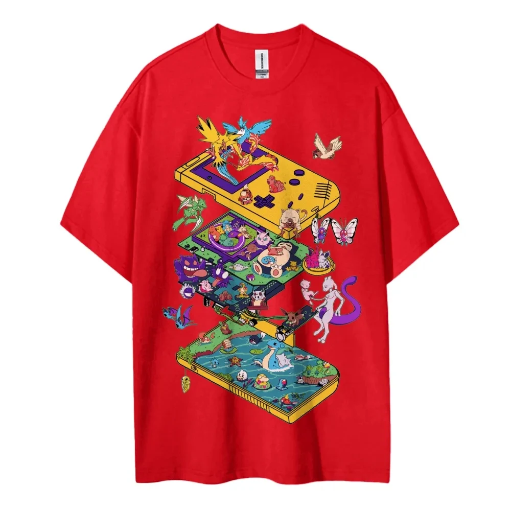 Pokemon T-shirt Heren Puur Katoen Casual Ronde Hals T-shirt Korte Mouw Kleding Zomer Sport Casual Korte Mouw Top