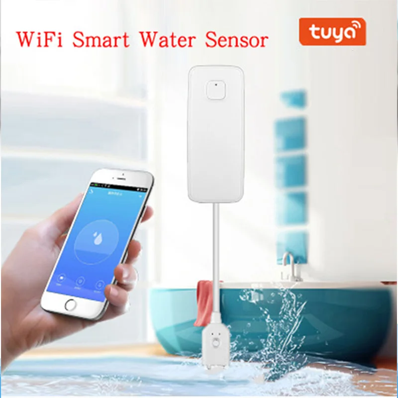 Tuya WiFi APP Water Leakage Alarm Independent WIFI Water Leak Sensor Detector Flood Alert Overflow Security Alarm System