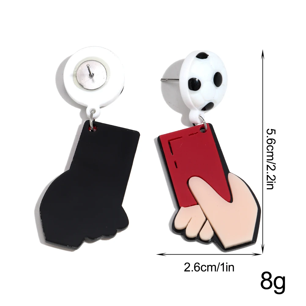 Fashion Acrylic Football Yellow Red Card Dangle Earrings Novelty Ball Referee Penalty Card Pendant Earring Jewelry Gifts