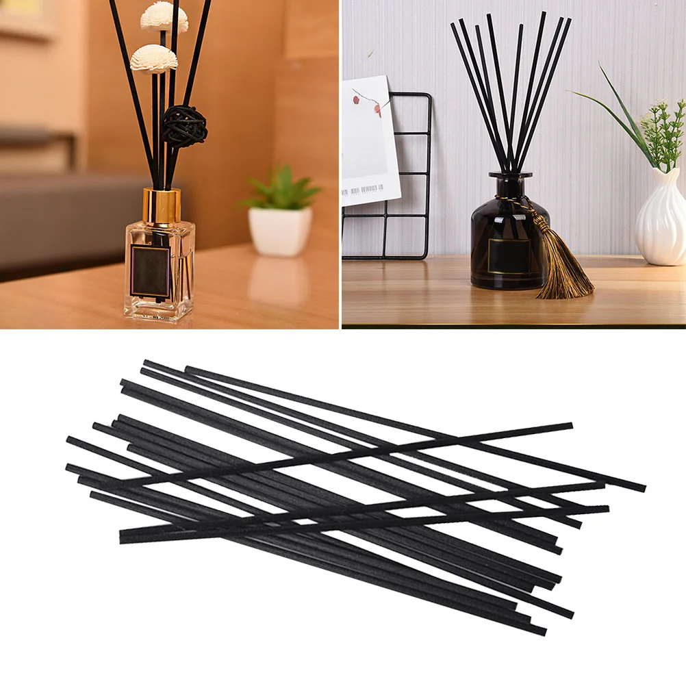 

50pcs Aroma Diffuser Sticks 3Mm 22Cm Black Rattan Reed For Home Air Purifying Relaxing Scent Essential Oil Dispenser Aroma