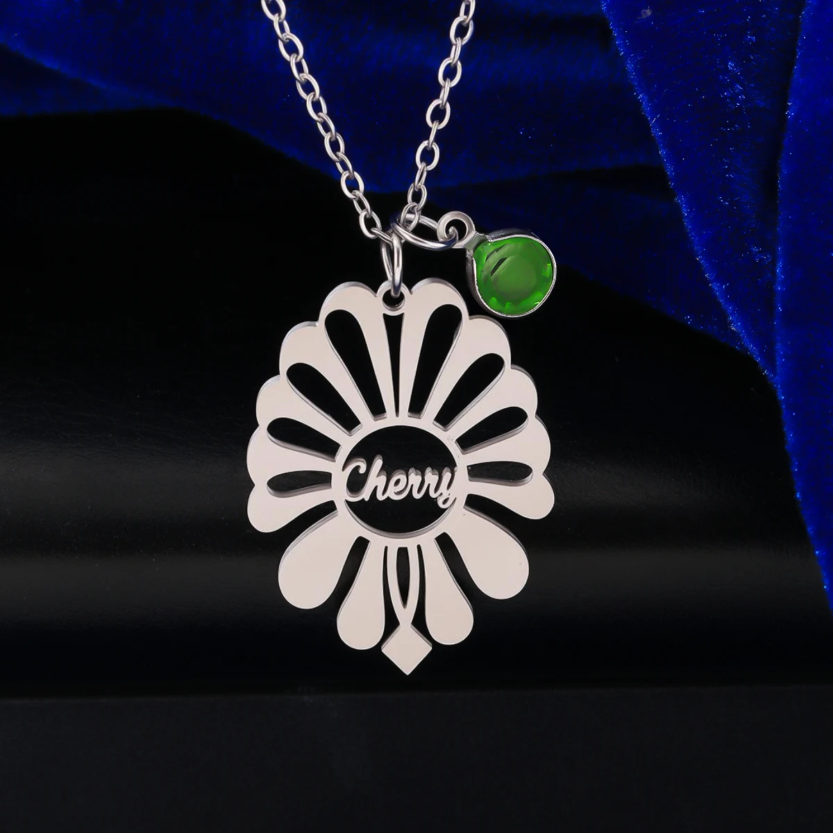 

Todorova Customized Name Flower Necklace For Women Mens Stainless Steel Bohemian Jewelry Personalized Pendant Necklaces Gift