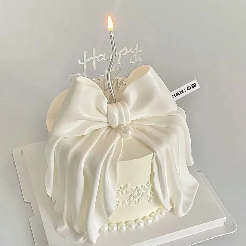 Ballet Style Fairy Ribbon Bow Cream Simulated Birthday Cake Model Plastic Fake Cake Naked Embryo Sample Crafts Photography Props