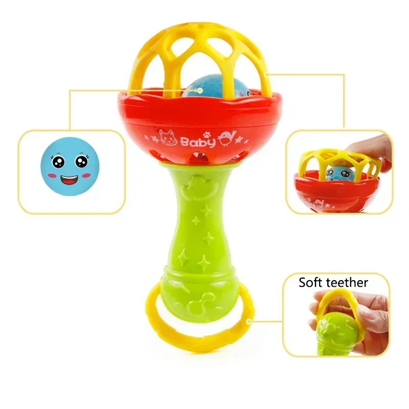 NEW Rattles Baby Teether Infant Toys Plastic Infant Newborns Hand Bell Rattle Stick Sound Sensory Toys Educational Baby Toy