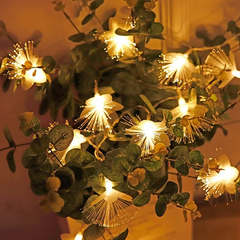 Plumeria String Lights Artificial Flower Led Lights String Battery Powered Fairy Lights Wedding Christmas Party Home Decorations