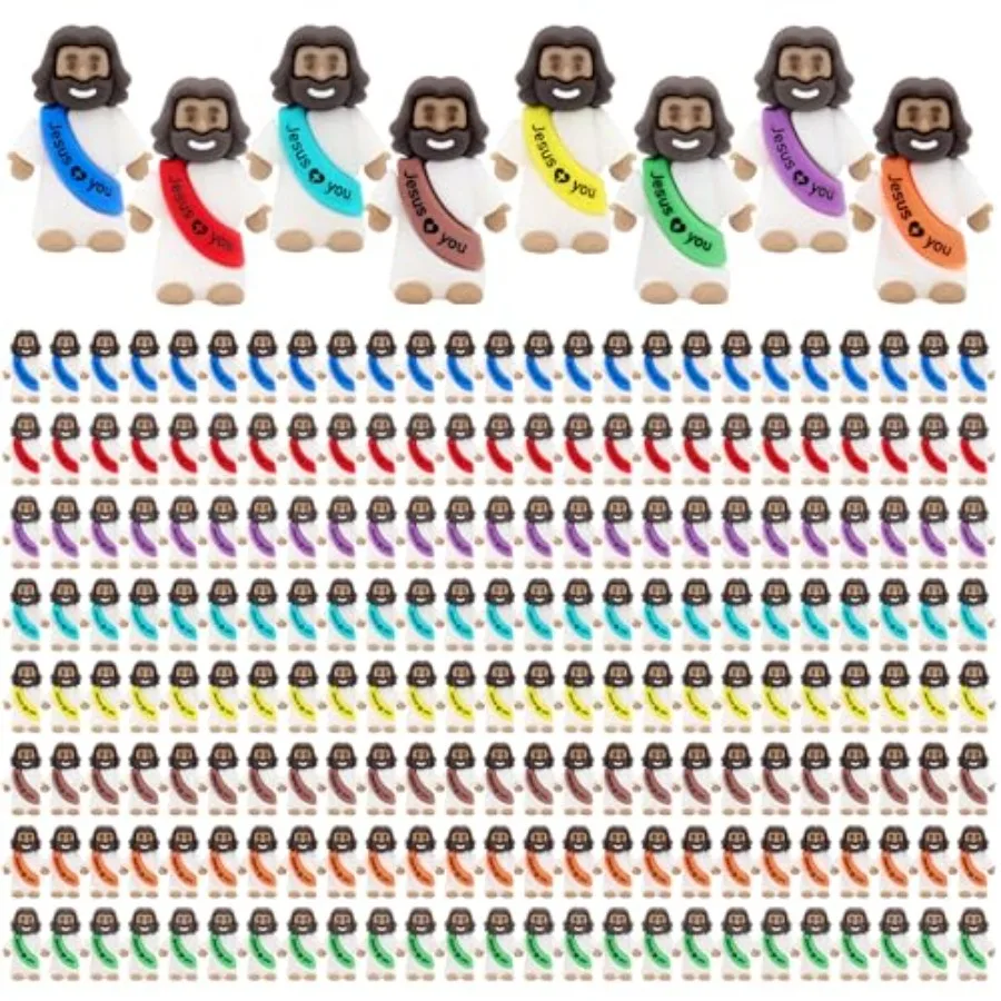

Brown Mini Jesus Figures Rubber Jesus Figurines Toys in Bulk Religious Party Favors Sunday School Craft Baptism Gifts for Easte