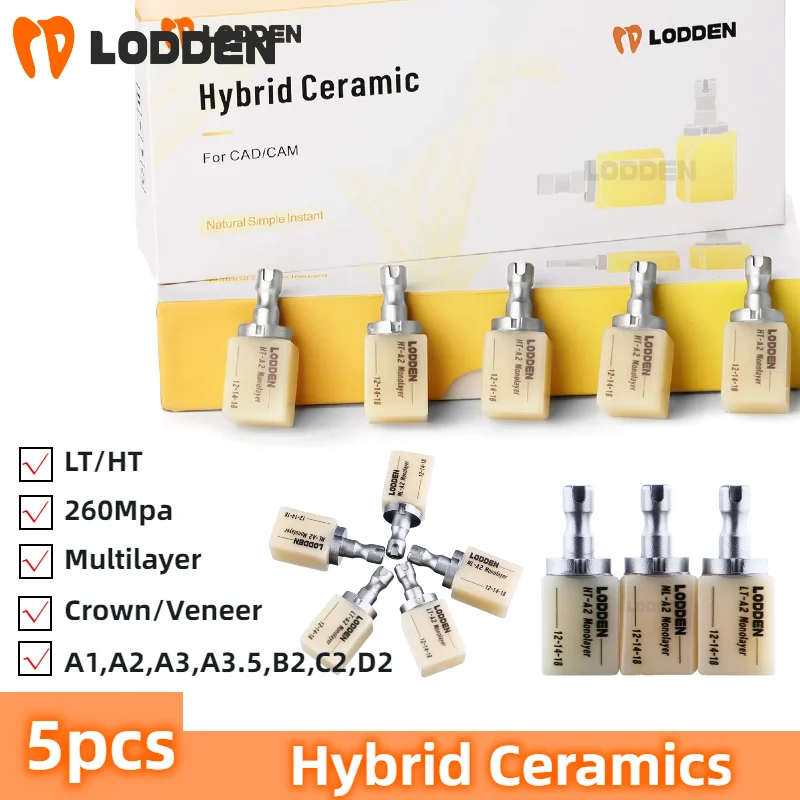 

LODDEN Hybrid Ceramics Monolayer Block 12*14*18mm for Dental Lab Milling Material Open system CAD/CAM A1/A2/A3/A3.5/B1/B2/C2/D2