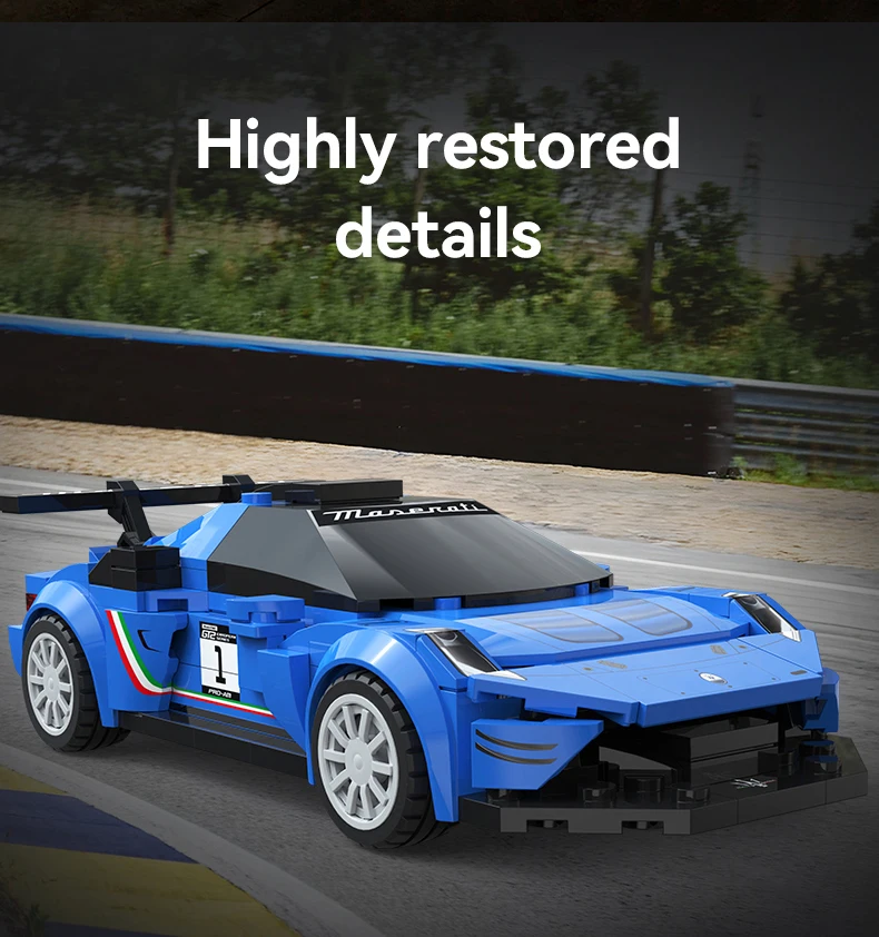 CaDA 1:24 MOC مازيراتي GT2 سيارة سباق رقم 24 سيارة رياضية اللبنات 2024 Fanatec GT2 مدينة سيارة الطوب اللعب هدايا العيد